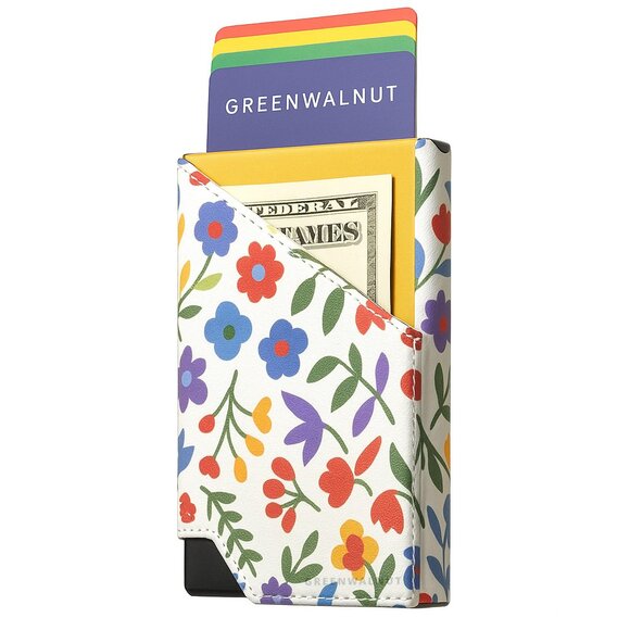 Slim Pop-Up Wallet | Floral Aluminium Wallet Card Holder | Rfid Blocking Minimal - Picture 2 of 6